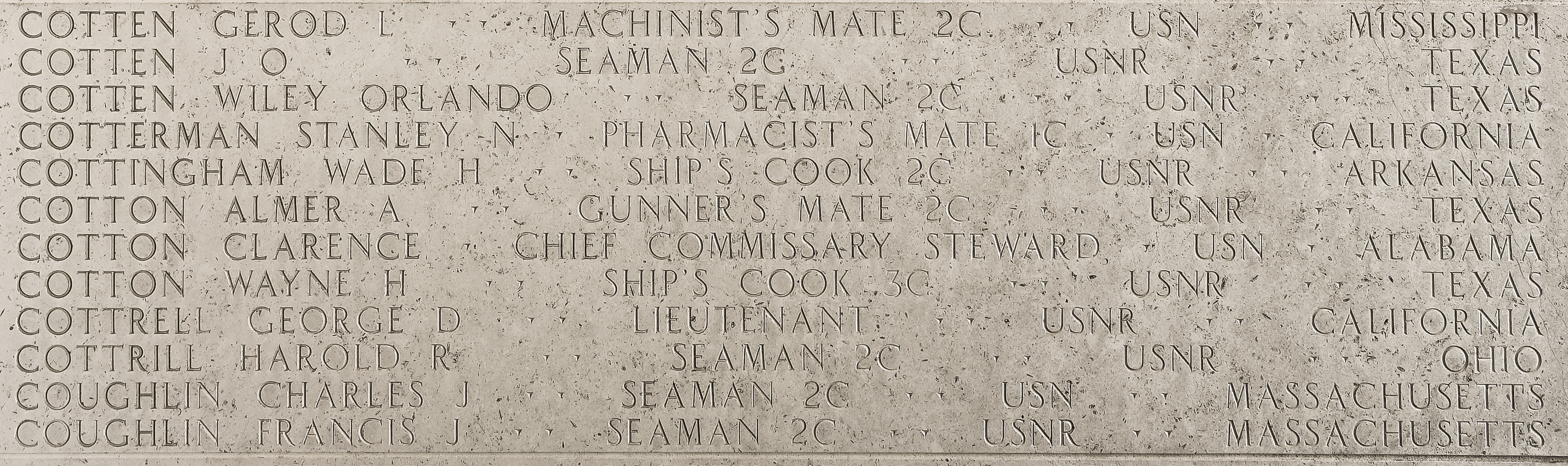 Wade H. Cottingham, Ship's Cook Second Class